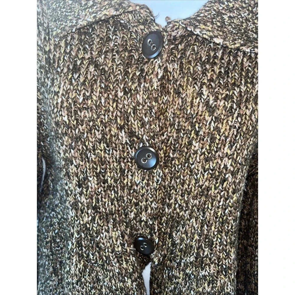 Dressbarn Women’s Brown Gold Marmeled Knit Cardigan Size XL Y2K Retro 3 Buttons
